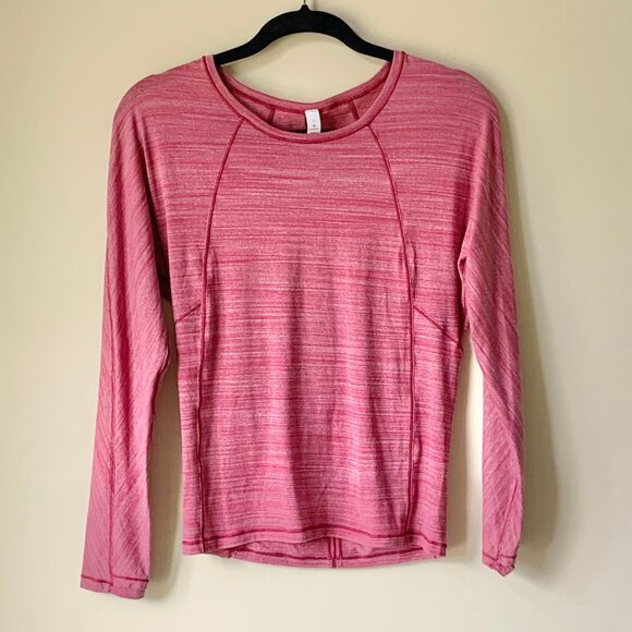 VGUC Lululemon LS Crew Neck Top, Pink/Red Heather, Size 2 - Picture 1 of 8